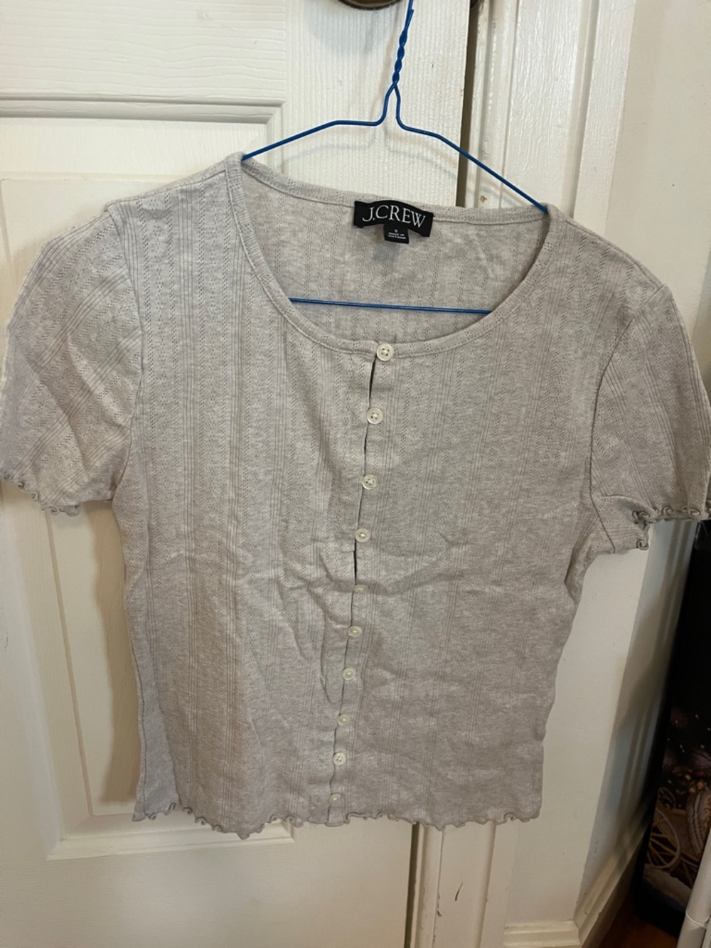 J. Crew Grey Short Sleeve Button-Front Women’s Top Size S